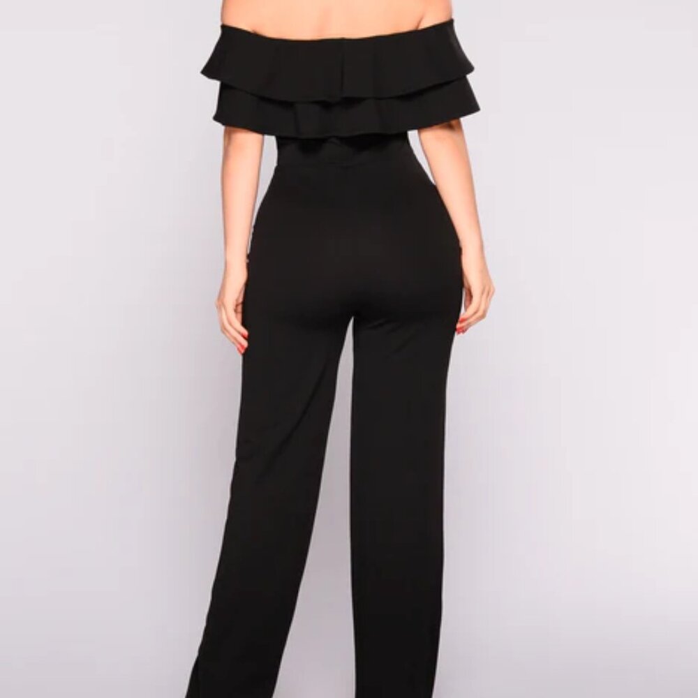 Black Ruffle Jumpsuit (Large) - Picture 3 of 7